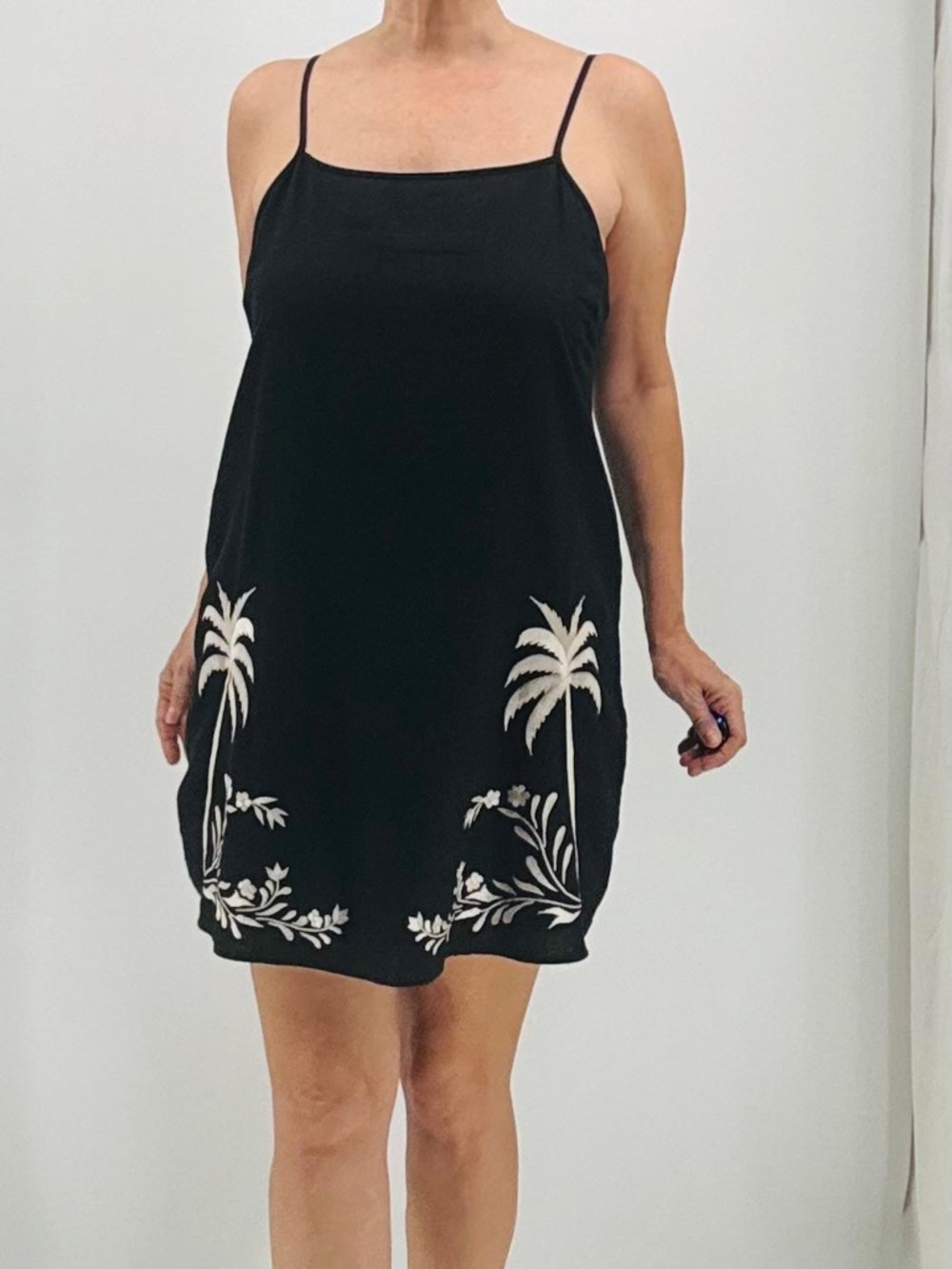 Calypso St. Barth Coastal Chic Boho Linen  Embroidered Tropical Print Mini Dress - Picture 4 of 14